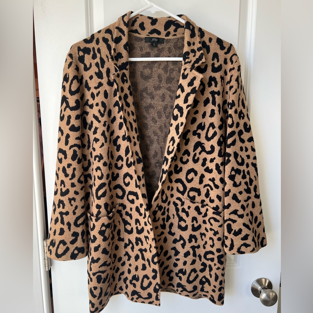 J. Crew Leopard Print Open Cardigan in Tan and Black